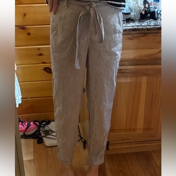 Lou & Grey Pants - NWT Lou & grey linen blend high baggy style tie waist beach summer pants